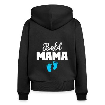 Bald Mama Sohn Baby Mutter - Frauen Premium Bio Zip Hoodie - Schwarz - Hinten - Julia (174cm)