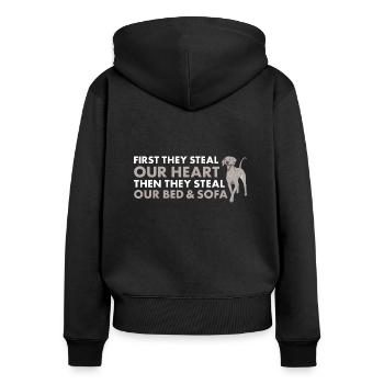 They Steal Our Heart Weimaraner - Frauen Premium Bio Zip Hoodie - Schwarz - Hinten - Julia (174cm)