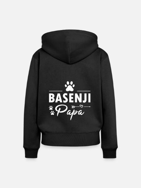 Dog Basenji Papa - Frauen Premium Bio Zip Hoodie - Schwarz