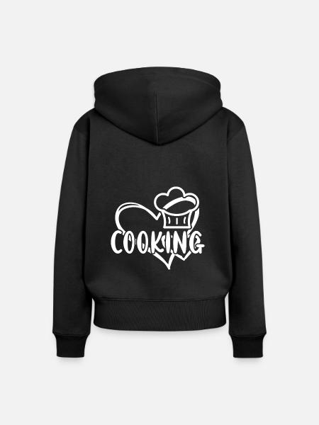 Cook Heart Cooking - Frauen Premium Bio Zip Hoodie - Schwarz