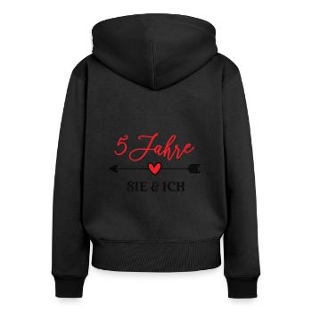 5ter Hochzeitstag 5 Jahre Ehe Hölzerne Hochzeit - Frauen Premium Bio Zip Hoodie - Schwarz - Hinten - Julia (174cm)