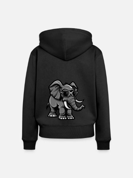 Elefant Tier - Frauen Premium Bio Zip Hoodie - Schwarz