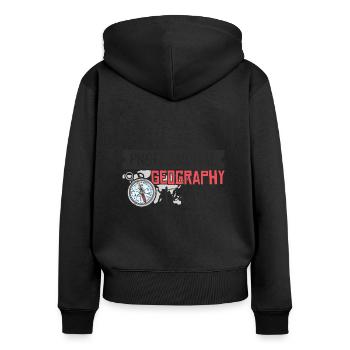 Géographie Enseignante Enseignement Enseignement - Sweat à capuche zippé Premium bio Femme - noir - Dos - Julia (174cm)
