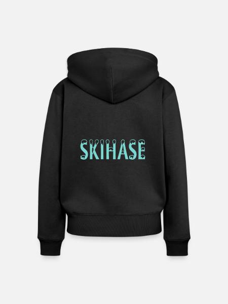 Skihase Ski - Frauen Premium Bio Zip Hoodie - Schwarz