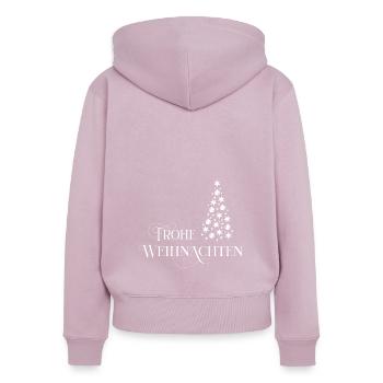 Frohe Weihnachten - Frauen Premium Bio Zip Hoodie - Altrosa - Hinten - Julia (174cm)