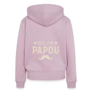 Meilleur PAPOU - Sweat à capuche zippé Premium bio Femme - rose poudré - Dos - Julia (174cm)