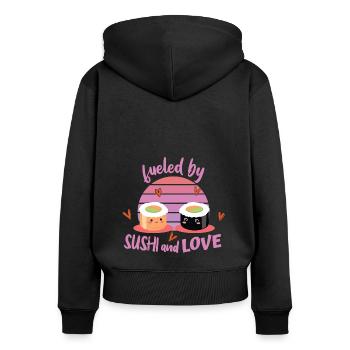 Sushi - Sweat à capuche zippé Premium bio Femme - noir - Dos - Julia (174cm)