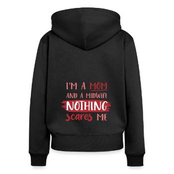 Hebamme - Frauen Premium Bio Zip Hoodie - Schwarz - Hinten - Julia (174cm)