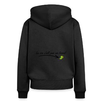 La vie c'est pas un kiwi. - Sweat à capuche zippé Premium bio Femme - noir - Dos - Julia (174cm)