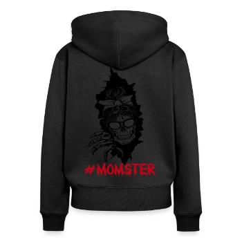 Momster Mama Schädel Skull Halloween - Women's Premium Organic Zip Hoodie - black - Back - Julia (174cm)