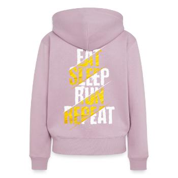 Eat Sleep Run Repeat Running Motivation Runner - Frauen Premium Bio Zip Hoodie - Altrosa - Hinten - Julia (174cm)