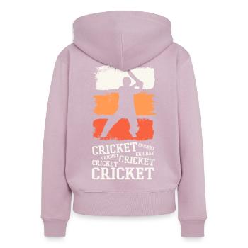 Cricket Cricketer Batsman Sport Vintage - Women's Premium Organic Zip Hoodie - dusky pink - Back - Julia (174cm)