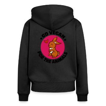 Vegan / Vegan / For the animals / Girlie - Women's Premium Organic Zip Hoodie - black - Back - Julia (174cm)