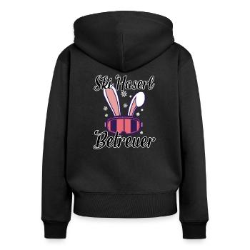 Ski Haserl Betreuer - Frauen Premium Bio Zip Hoodie - Schwarz - Hinten - Julia (174cm)