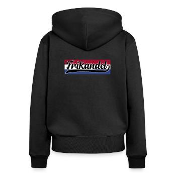 Frikandel avec drapeau holland - Sweat à capuche zippé Premium bio Femme - noir - Dos - Julia (174cm)
