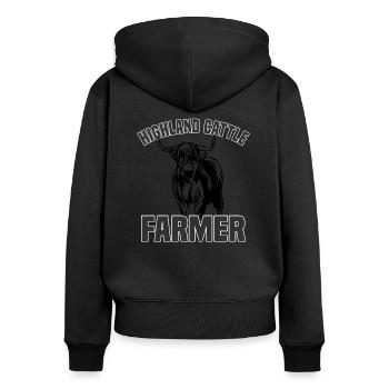 Highland Cattle Farmer cows cow farmer - Women's Premium Organic Zip Hoodie - black - Back - Julia (174cm)