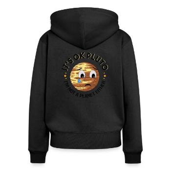 Pluto Planet Pluto Day - Frauen Premium Bio Zip Hoodie - Schwarz - Hinten - Julia (174cm)