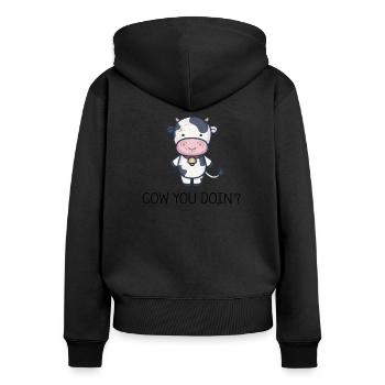 Milchkuh Kuhstall Farmer Kind Kuh Kühe Hof - Frauen Premium Bio Zip Hoodie - Schwarz - Hinten - Julia (174cm)