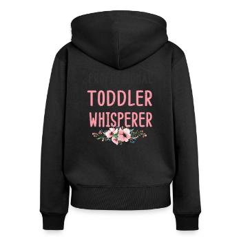 Éducatrice crèche kita fleurs - Sweat à capuche zippé Premium bio Femme - noir - Dos - Julia (174cm)