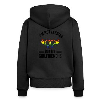 LGBT Lesbienne LGBTQ couple Homosexualtité Couple - Sweat à capuche zippé Premium bio Femme - noir - Dos - Julia (174cm)