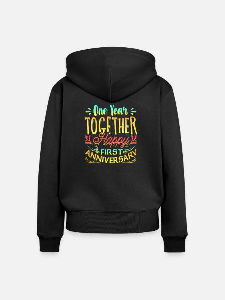 Buon primo anniversario un anno insieme! - Felpa con cappuccio con zip ecologica premium da donna - nero