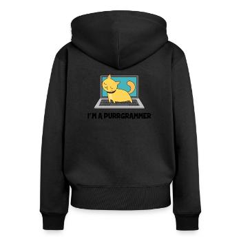 Cat Programmer Fur Computer Nerd Gift - Women's Premium Organic Zip Hoodie - black - Back - Julia (174cm)