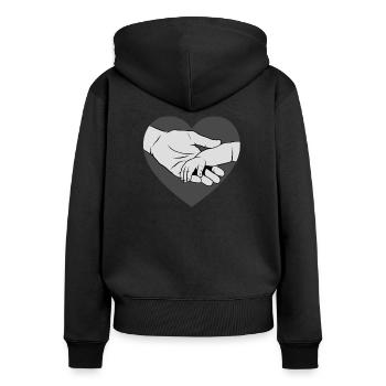 Neuer Vater Händchen haltend mit Baby Vatertag - Frauen Premium Bio Zip Hoodie - Schwarz - Hinten - Julia (174cm)
