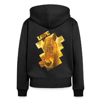 Cheval d’or - Sweat à capuche zippé Premium bio Femme - noir - Dos - Julia (174cm)