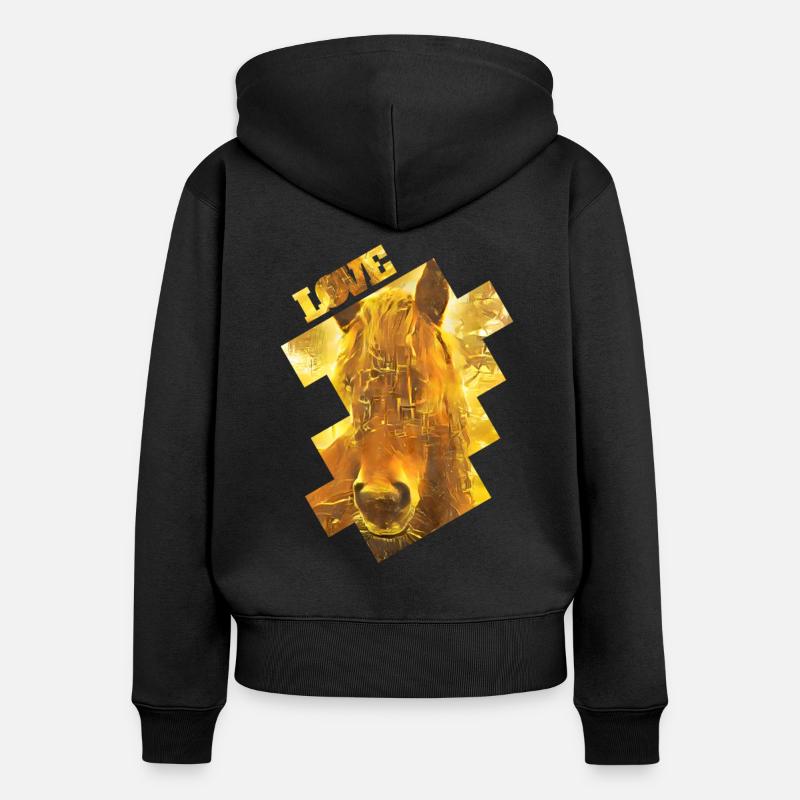 Cheval d’or - Sweat à capuche zippé Premium bio Femme - noir