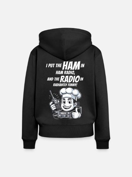 Strahlend lustiger Amateurfunker Koch - Frauen Premium Bio Zip Hoodie - Schwarz