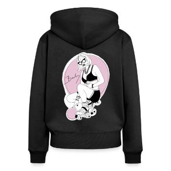 Skate Babe / Rollschuhe / Skatergirl / 60er / 80er - Frauen Premium Bio Zip Hoodie - Schwarz - Hinten - Julia (174cm)