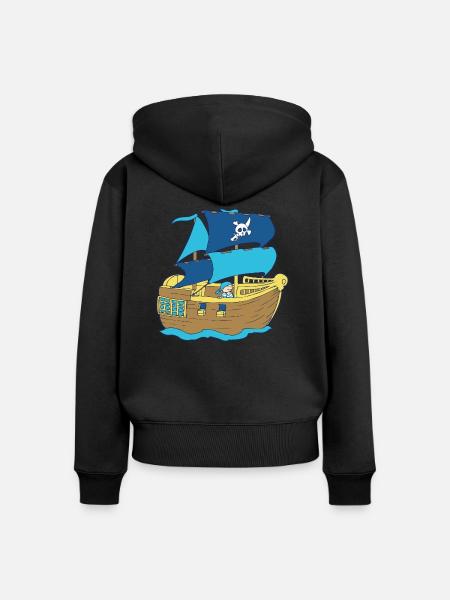 Pirate Boat - Frauen Premium Bio Zip Hoodie - Schwarz