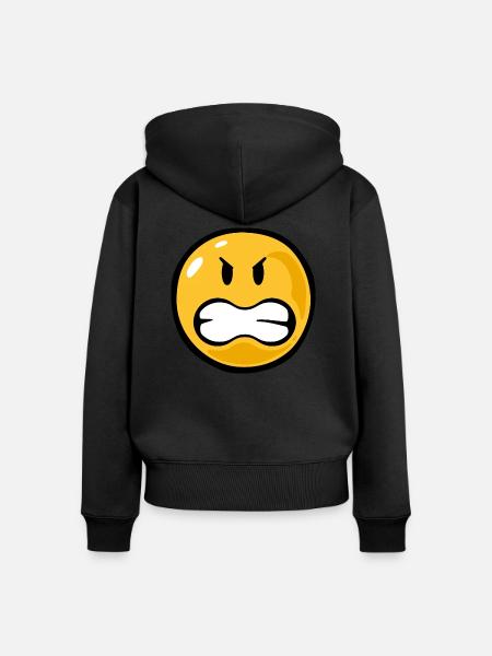Smiley angry - Frauen Premium Bio Zip Hoodie - Schwarz