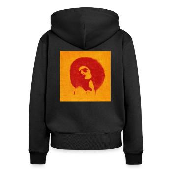 afro - Frauen Premium Bio Zip Hoodie - Schwarz - Hinten - Julia (174cm)
