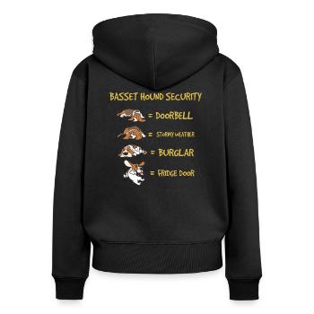 Basset Hound Safety Funny Dog Pet Propriétaire - Sweat à capuche zippé Premium bio Femme - noir - Dos - Julia (174cm)