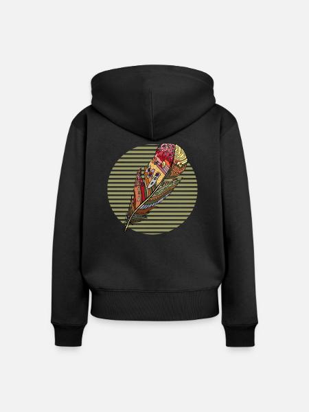 Feder - Frauen Premium Bio Zip Hoodie - Schwarz