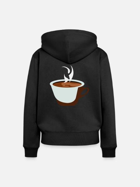 Kaffee Illustration Geschenkidee für Kaffeetrinker - Frauen Premium Bio Zip Hoodie - Schwarz