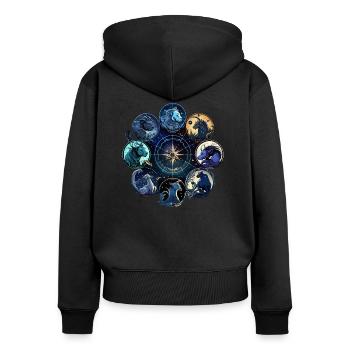 Die Tierkreiszeichen - Frauen Premium Bio Zip Hoodie - Schwarz - Hinten - Julia (174cm)
