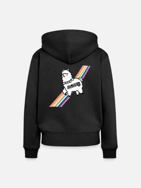 flying Alpaka - Frauen Premium Bio Zip Hoodie - Schwarz
