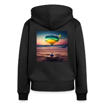 Cocktail 8 Cadeau - Sweat à capuche zippé Premium bio Femme - noir - Dos - Julia (174cm)