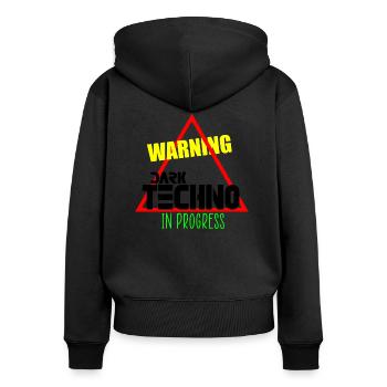 Düsterer Techno in Arbeit - Frauen Premium Bio Zip Hoodie - Schwarz - Hinten - Julia (174cm)