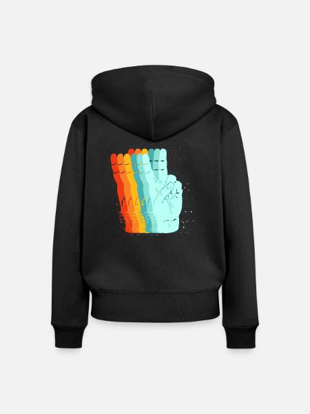 Friedens-Retro-Zeichen - Frauen Premium Bio Zip Hoodie - Schwarz