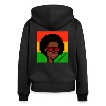 Cryptorastas JJ she - Frauen Premium Bio Zip Hoodie - Schwarz - Hinten - Julia (174cm)
