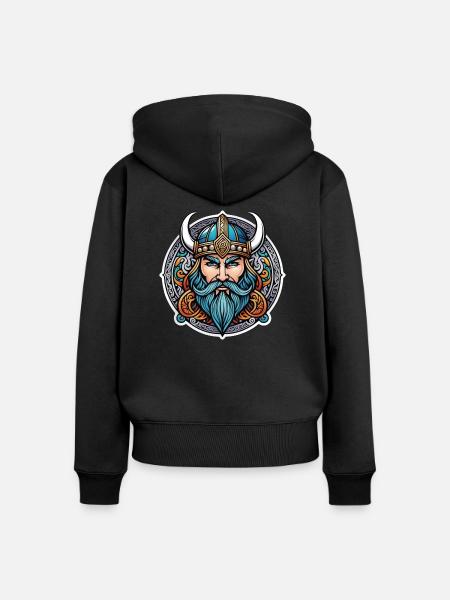 Wikinger Odin Thor Walhalla - Frauen Premium Bio Zip Hoodie - Schwarz