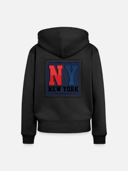 New York - Frauen Premium Bio Zip Hoodie - Schwarz