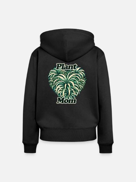 Pflanzen-Mama - Frauen Premium Bio Zip Hoodie - Schwarz
