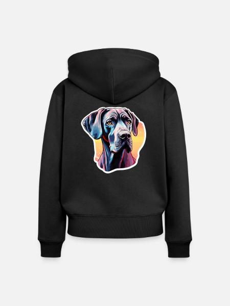 Dänische Dogge bunt - Frauen Premium Bio Zip Hoodie - Schwarz