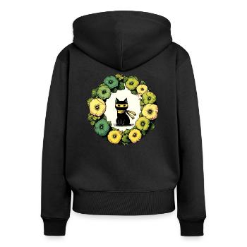 Ninja Cat - Women's Premium Organic Zip Hoodie - black - Back - Julia (174cm)