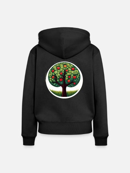 Apfelbaum - Frauen Premium Bio Zip Hoodie - Schwarz