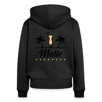 malle - Frauen Premium Bio Zip Hoodie - Schwarz - Hinten - Julia (174cm)